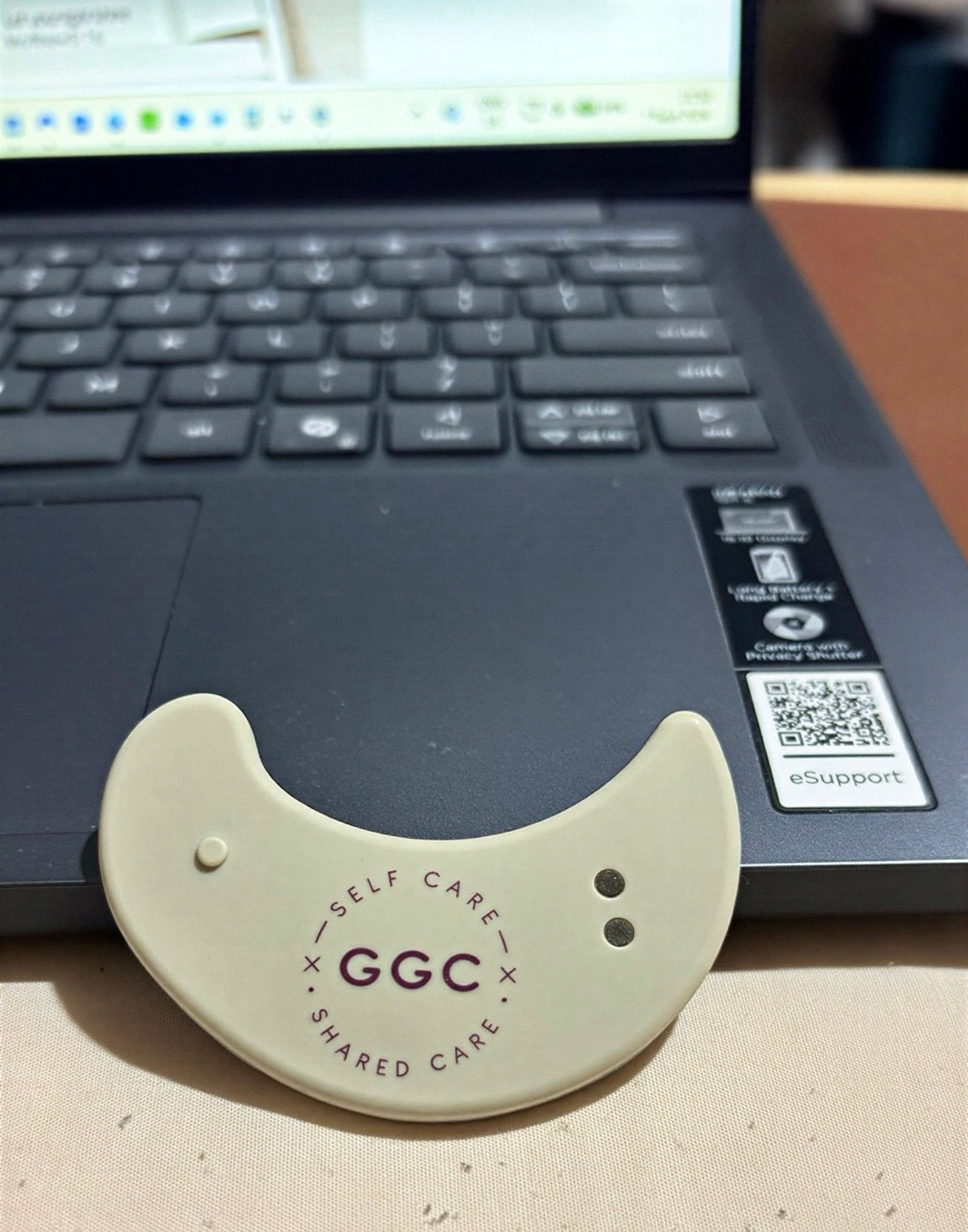 GGC Targeted LED Patch resting beside a laptop