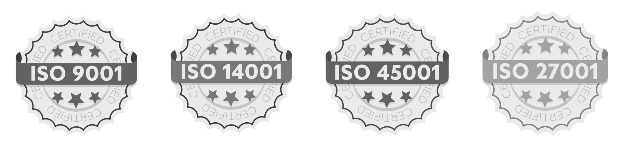 WePrep certifications: ISO 9001, ISO 14001, ISO 45001 and ISO 27001